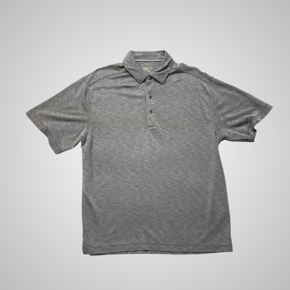 Blue Pronto Uomo Polo Shirt Mens Large Gray Excellent Space Dye Short Sleeve